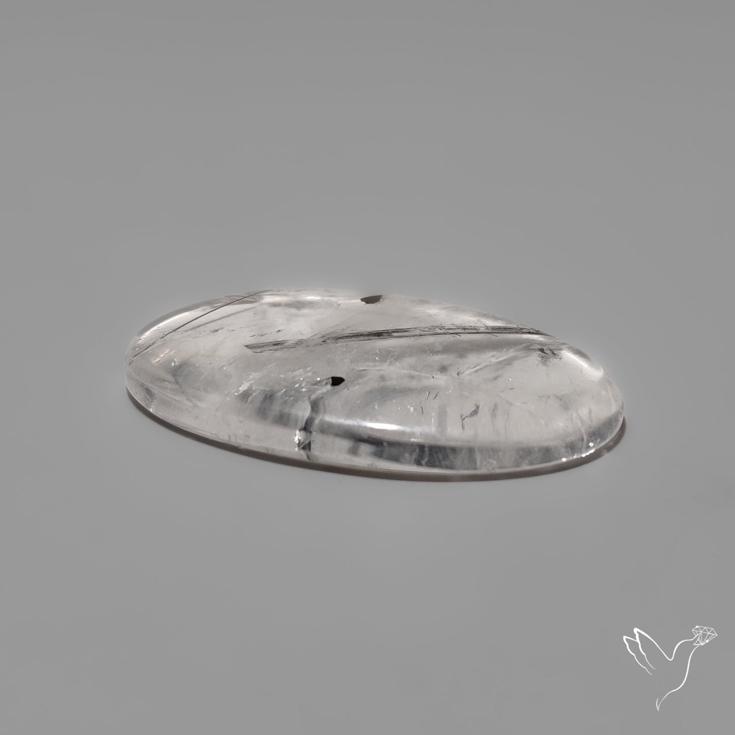 Black Tourmaline in Quartz Cabochon