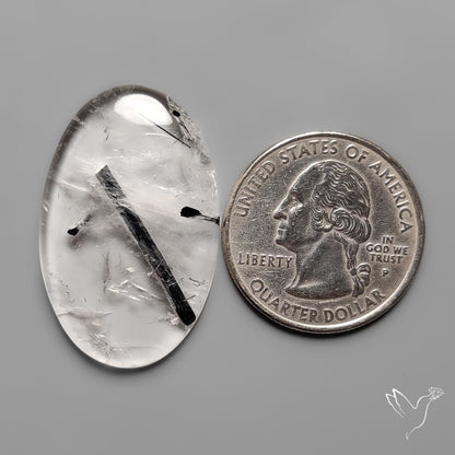 Black Tourmaline in Quartz Cabochon