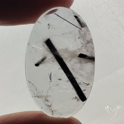 Black Tourmaline in Quartz Cabochon