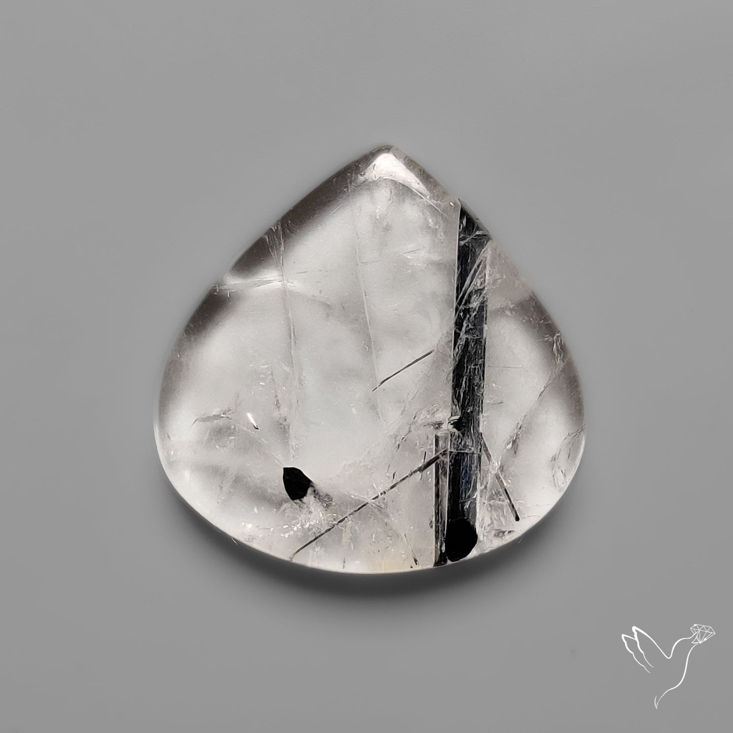 Black Tourmaline in Quartz Cabochon