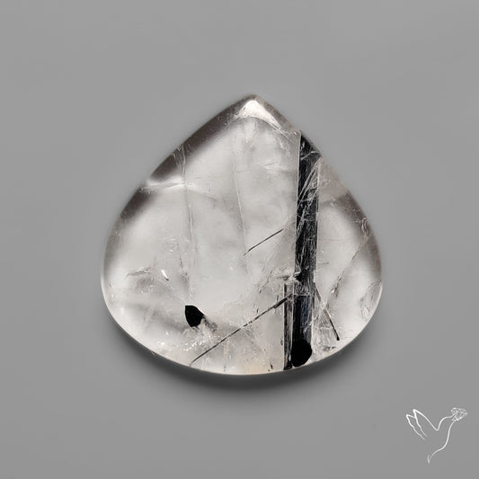 Black Tourmaline in Quartz Cabochon