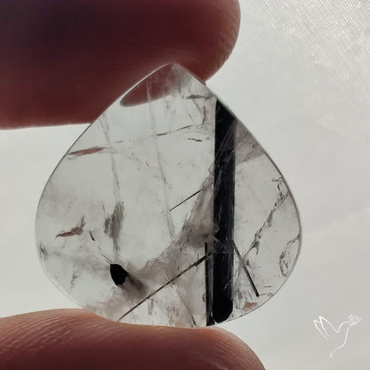 Black Tourmaline in Quartz Cabochon