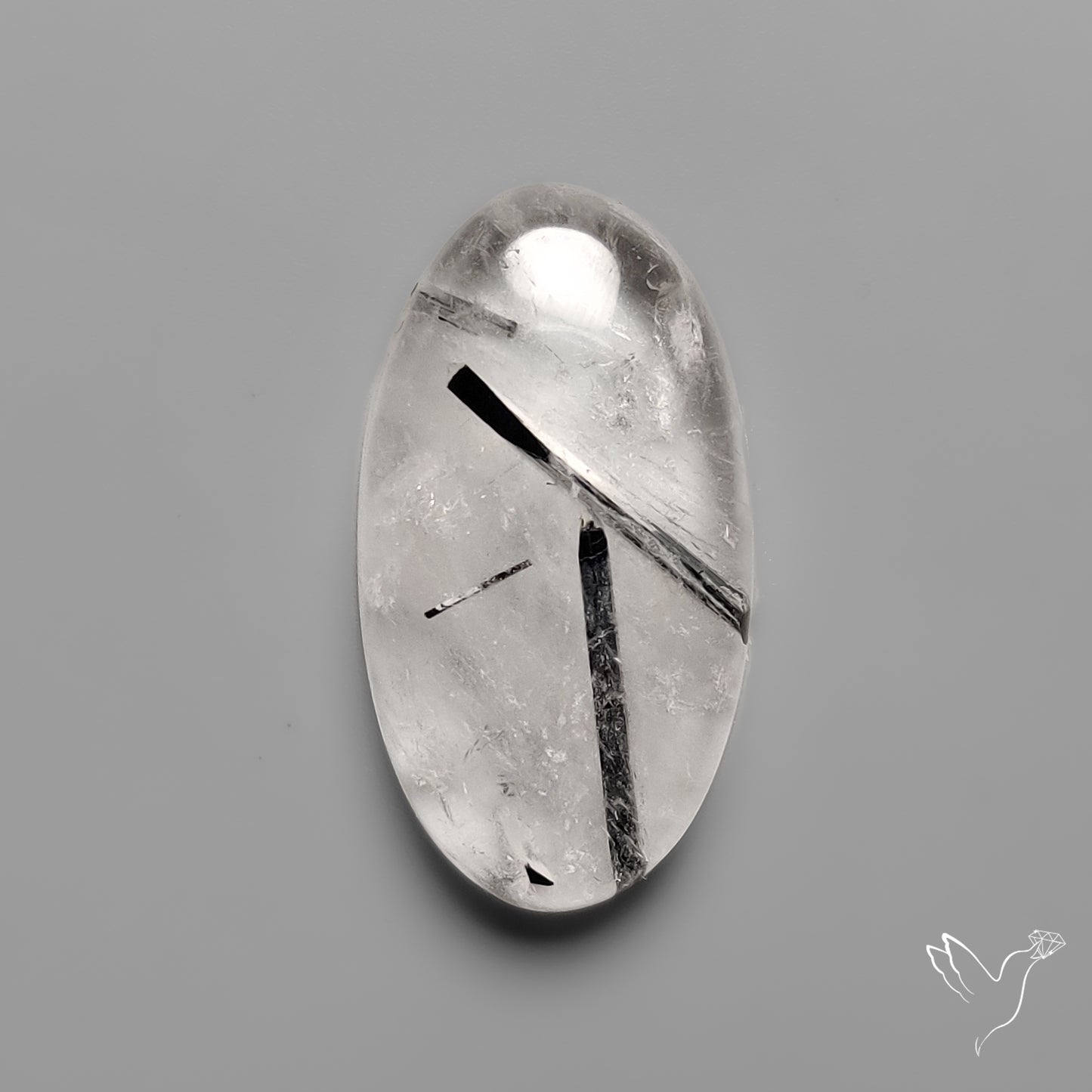 Black Tourmaline in Quartz Cabochon