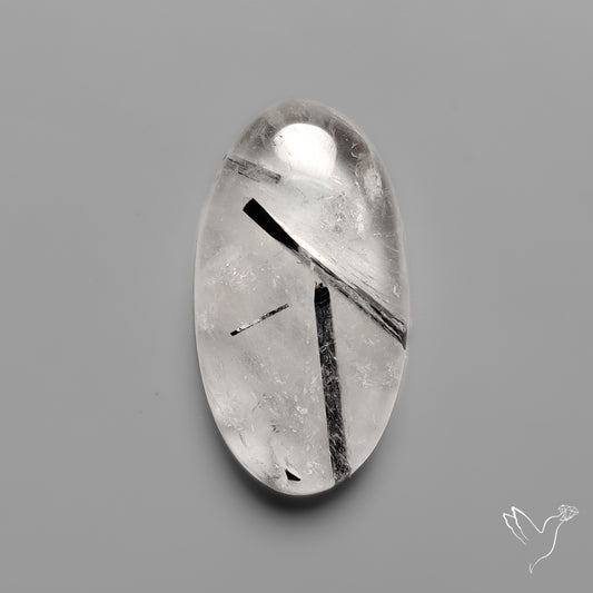 Black Tourmaline in Quartz Cabochon