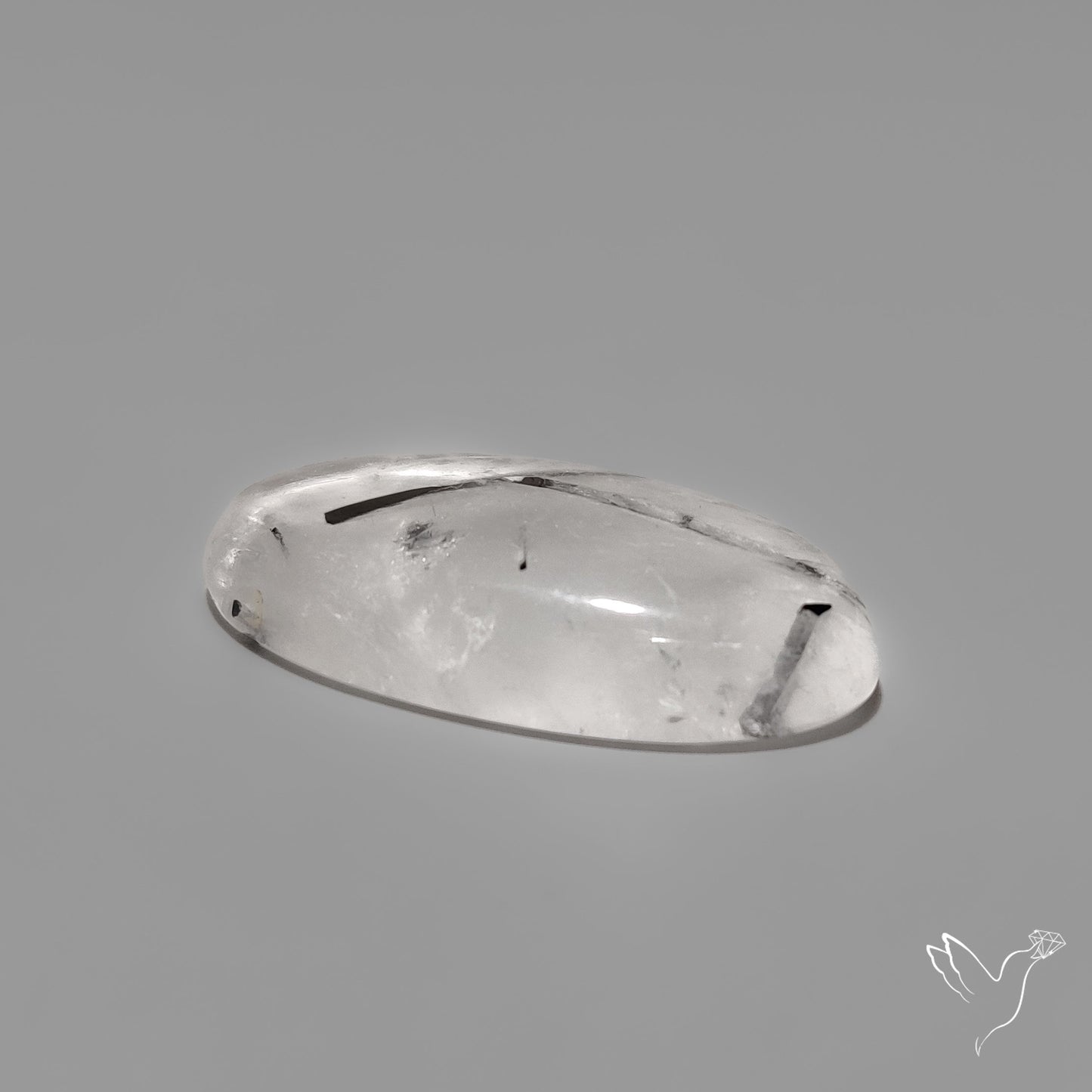 Black Tourmaline in Quartz Cabochon