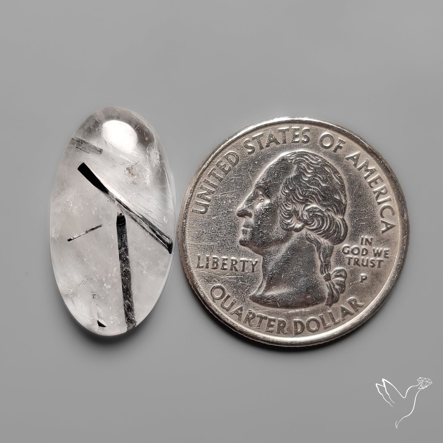 Black Tourmaline in Quartz Cabochon