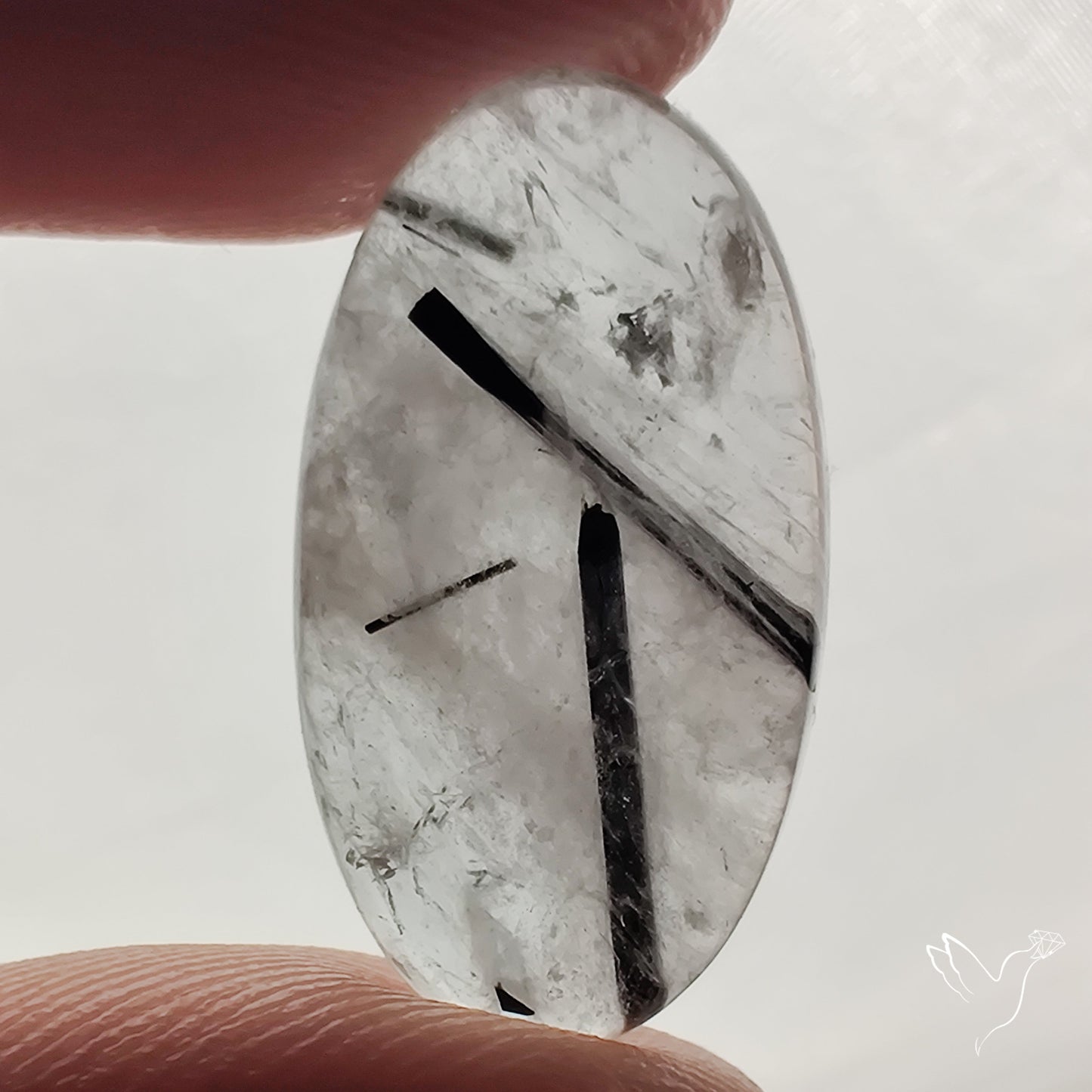 Black Tourmaline in Quartz Cabochon