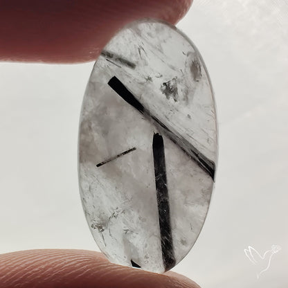 Black Tourmaline in Quartz Cabochon