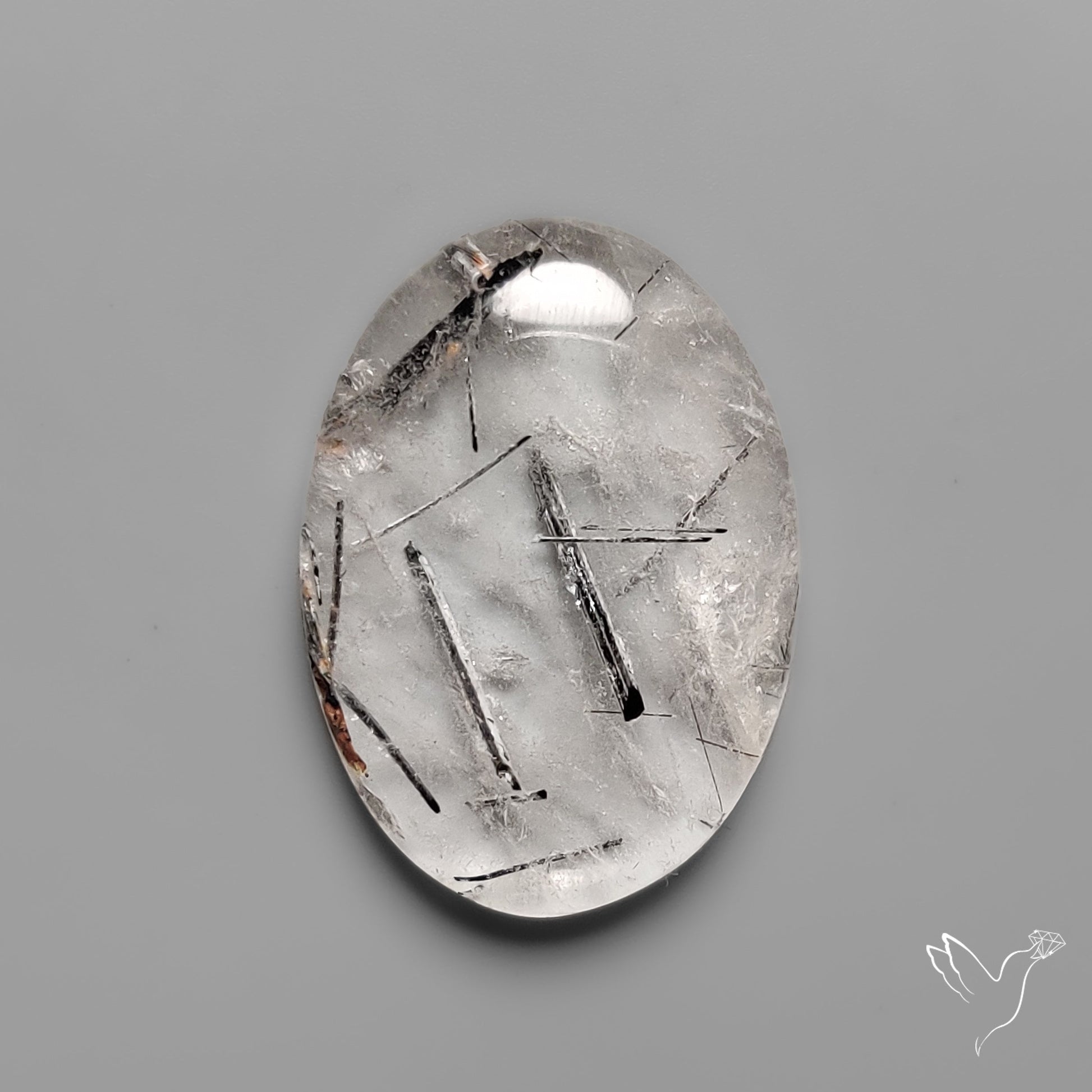 Black Tourmaline in Quartz Cabochon