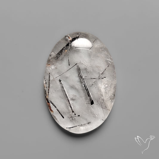 Black Tourmaline in Quartz Cabochon