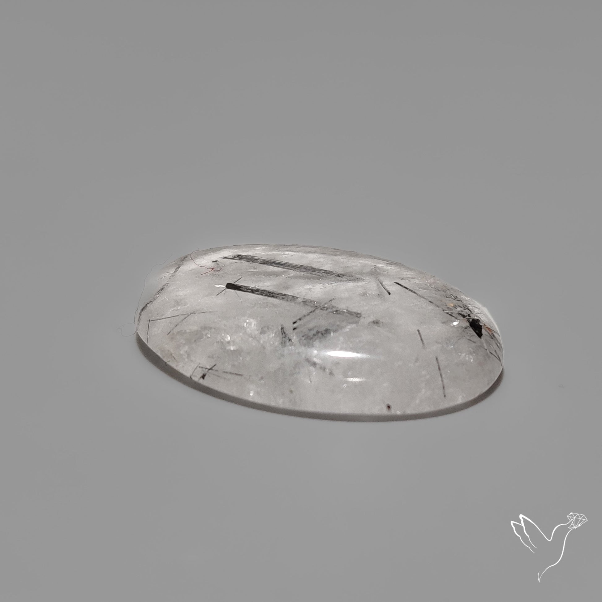 Black Tourmaline in Quartz Cabochon