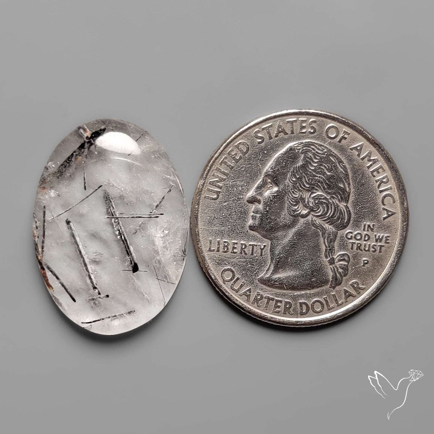 Black Tourmaline in Quartz Cabochon