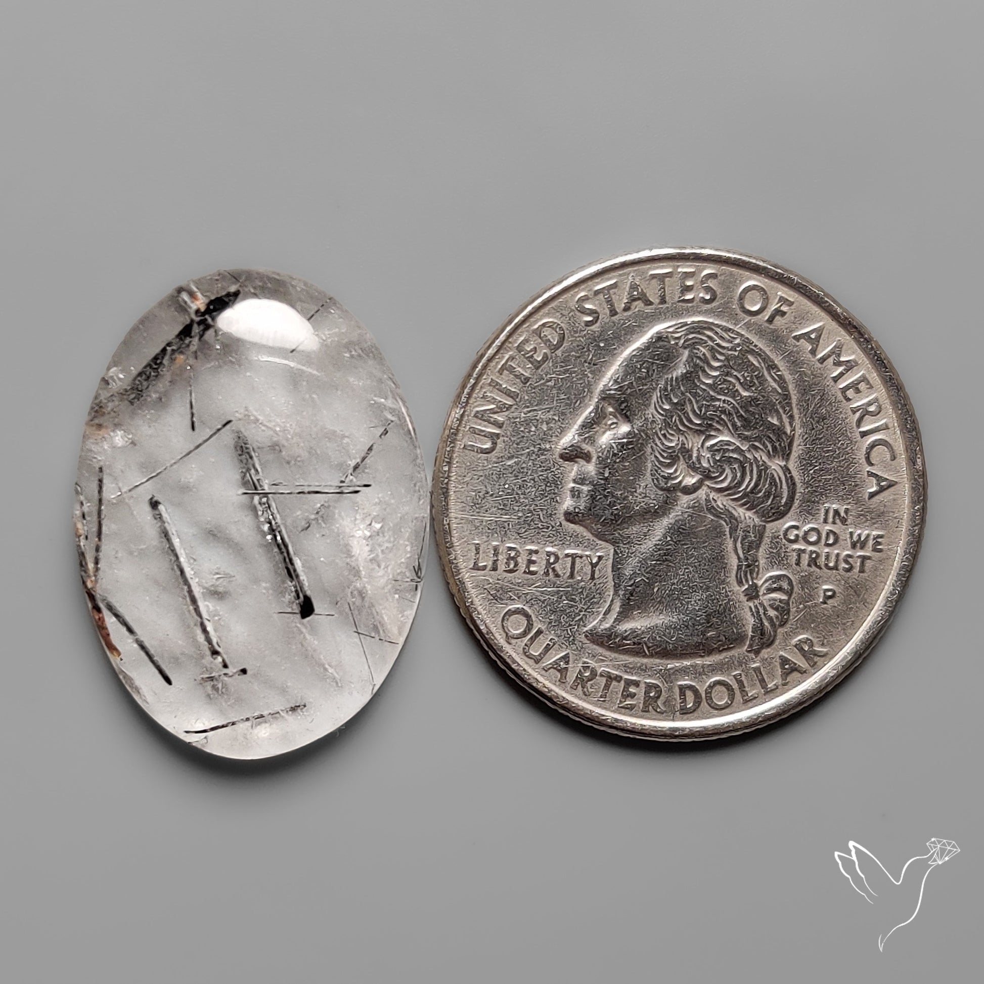 Black Tourmaline in Quartz Cabochon