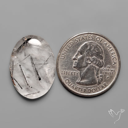 Black Tourmaline in Quartz Cabochon