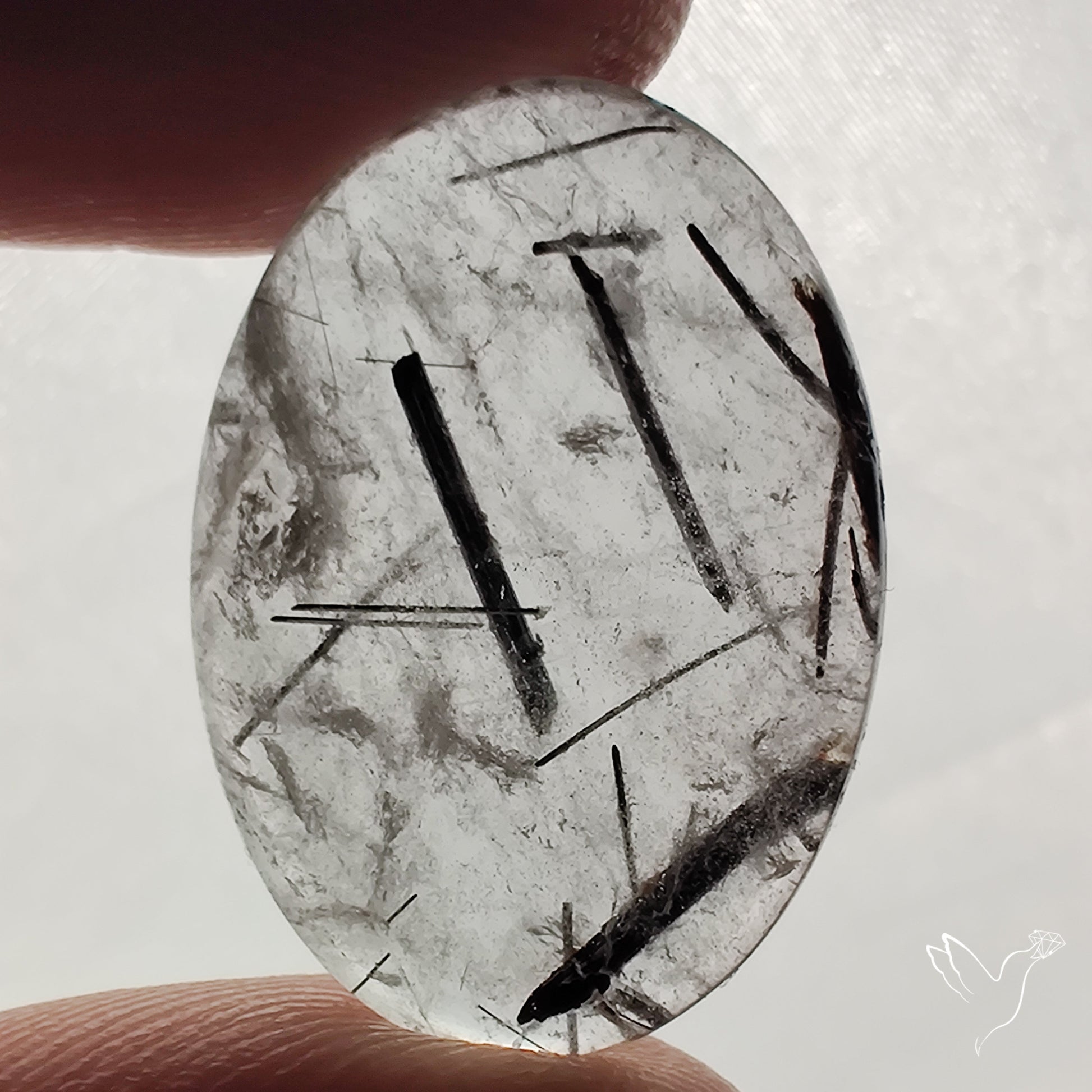 Black Tourmaline in Quartz Cabochon