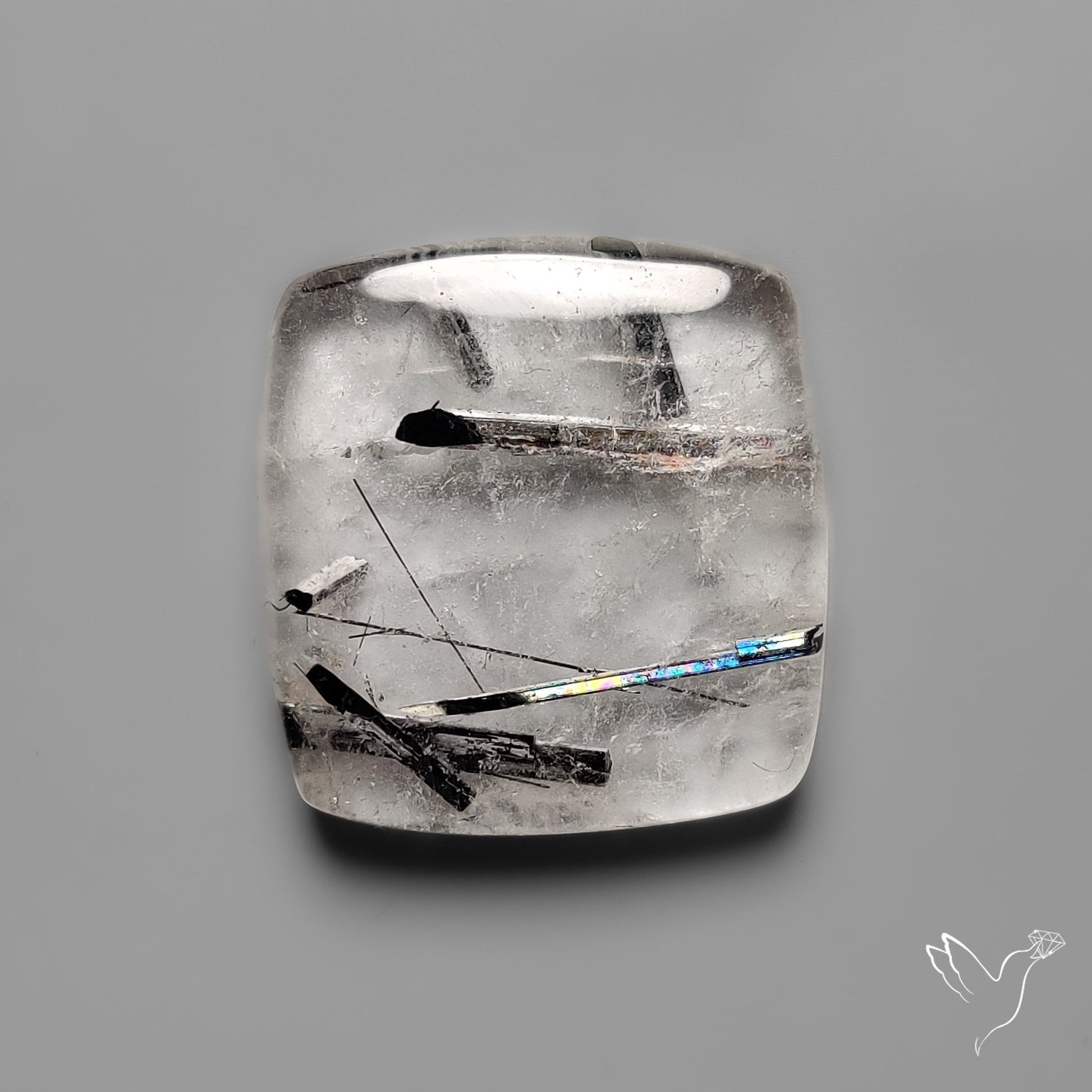 Black Tourmaline in Quartz Cabochon