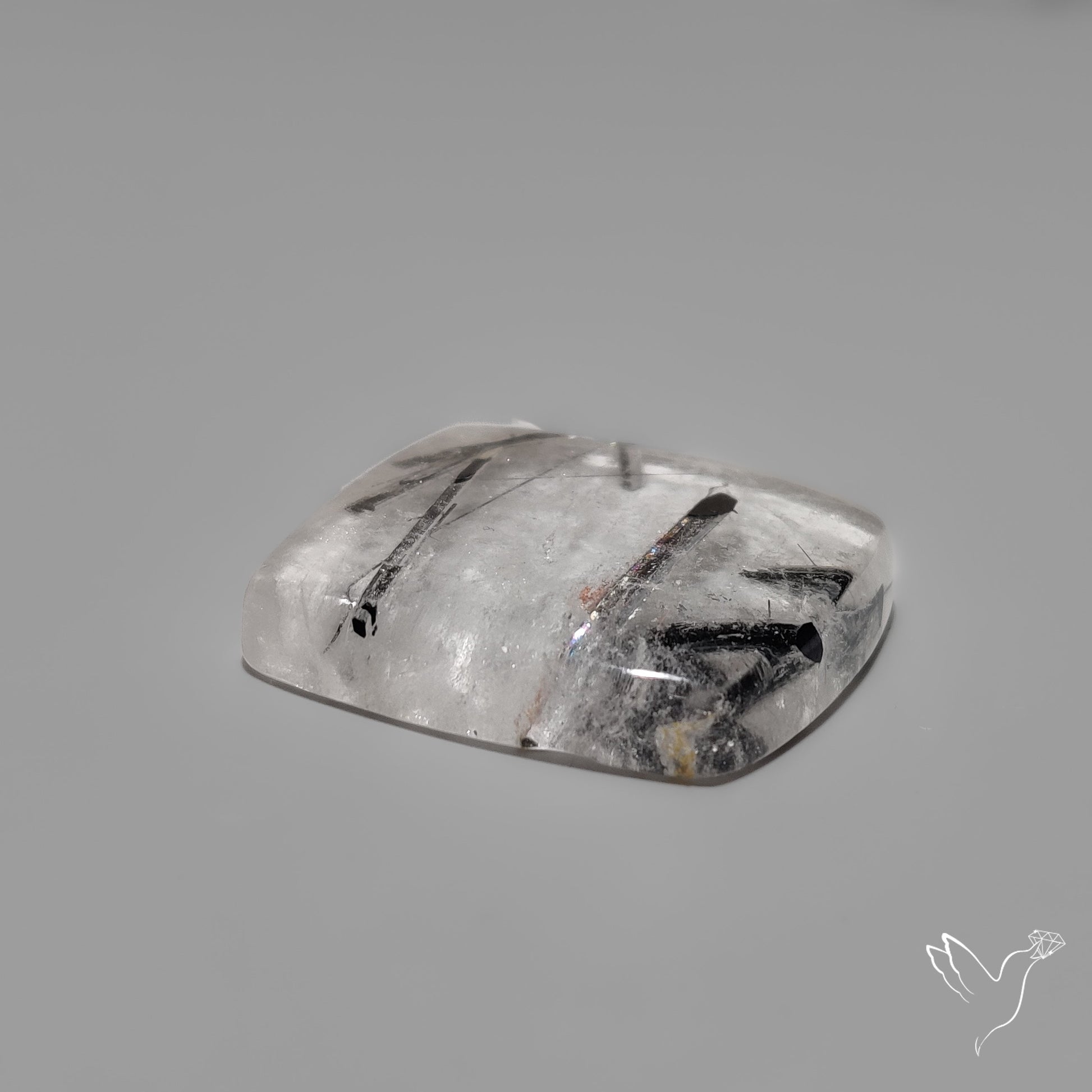 Black Tourmaline in Quartz Cabochon