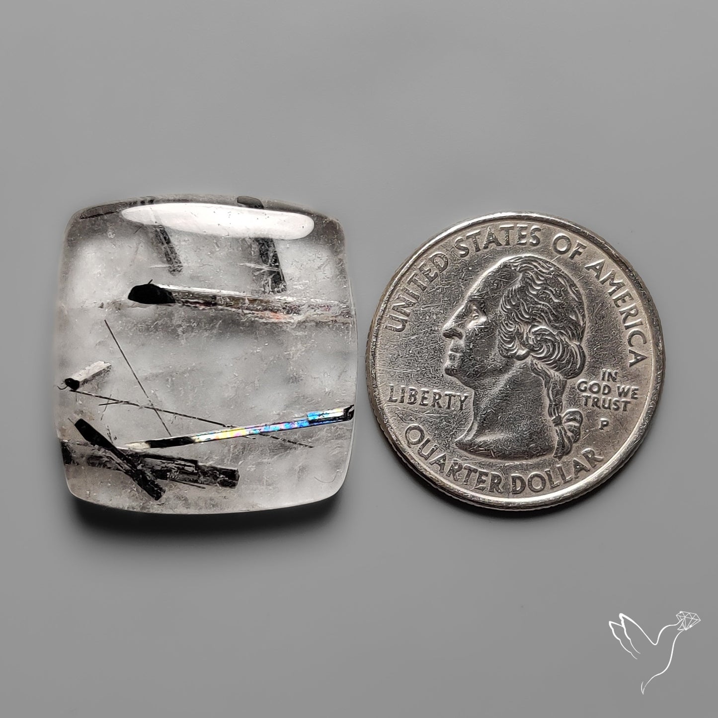 Black Tourmaline in Quartz Cabochon