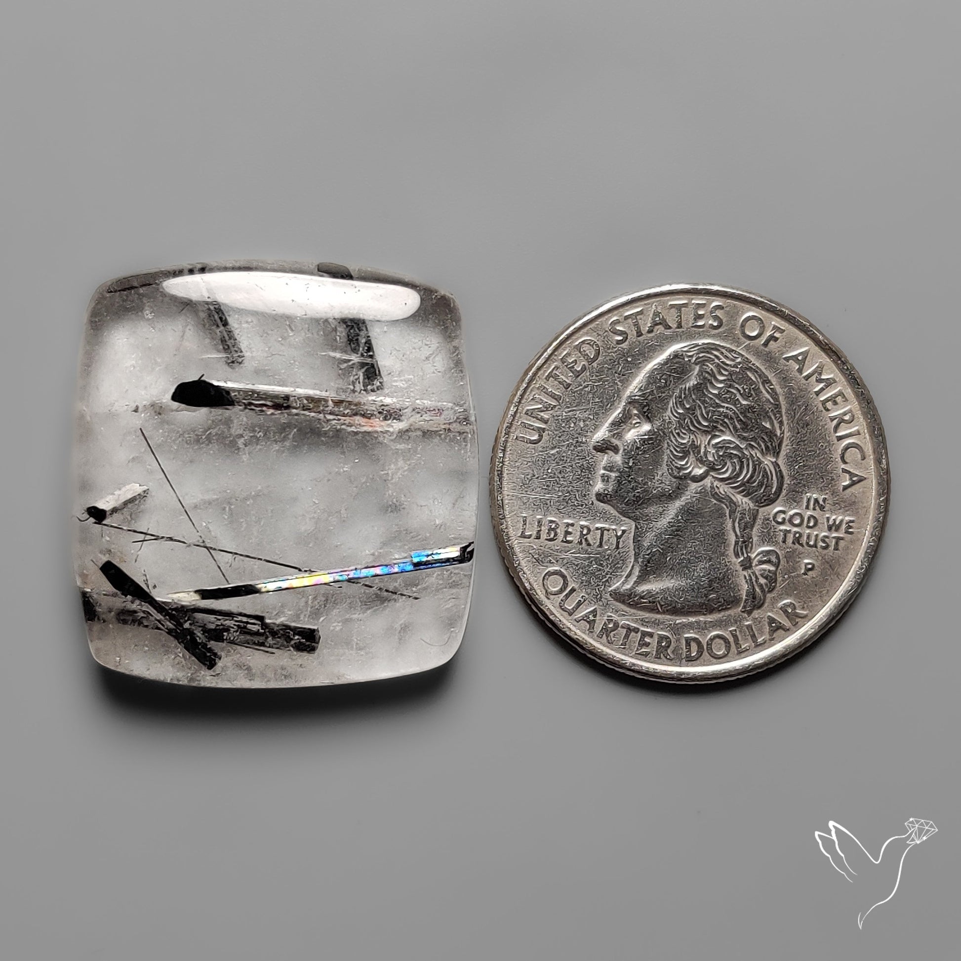 Black Tourmaline in Quartz Cabochon