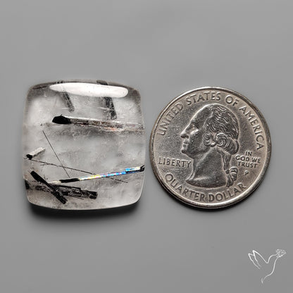 Black Tourmaline in Quartz Cabochon