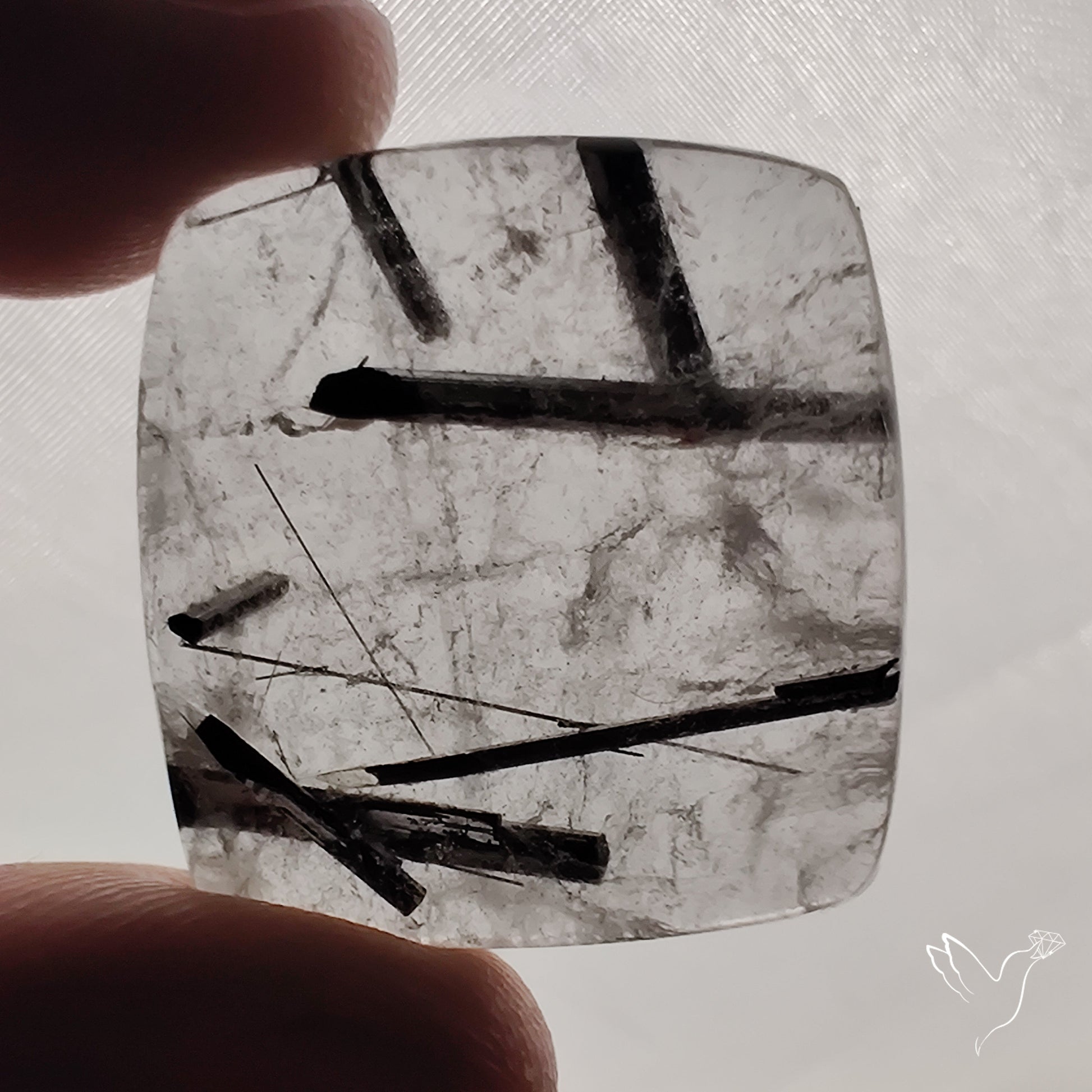 Black Tourmaline in Quartz Cabochon