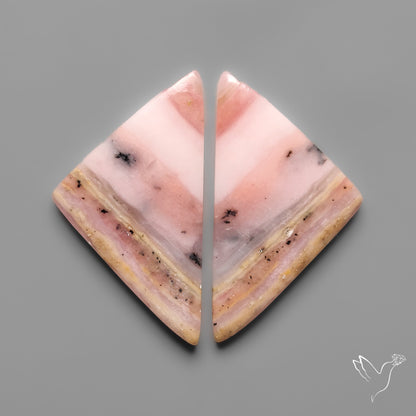 Peruvian Pink Opals Pair Deep Pink with Dendrite