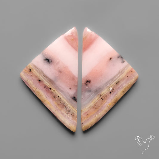 Peruvian Pink Opals Pair Deep Pink with Dendrite