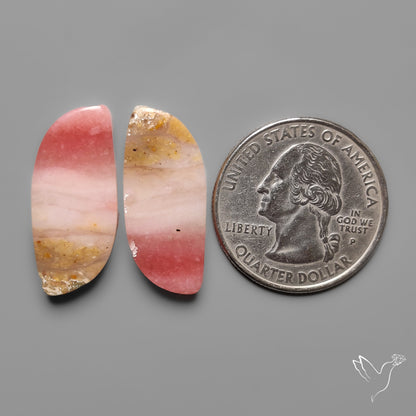Peruvian Pink Opals Pair Deep Pink