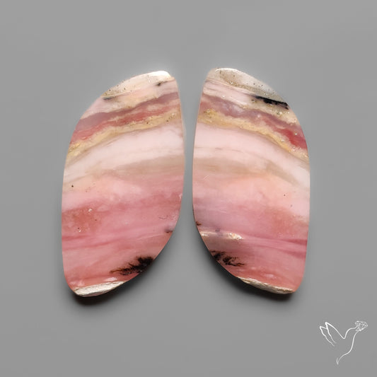 Peruvian Pink Opals Pair Deep Pink