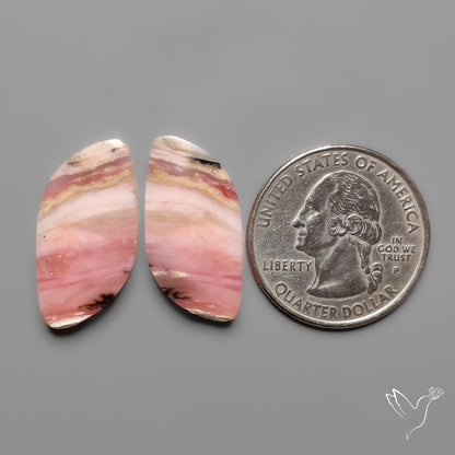 Peruvian Pink Opals Pair Deep Pink