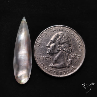 Long Rose Cut Mother Of Pearl Doublet with Quartz