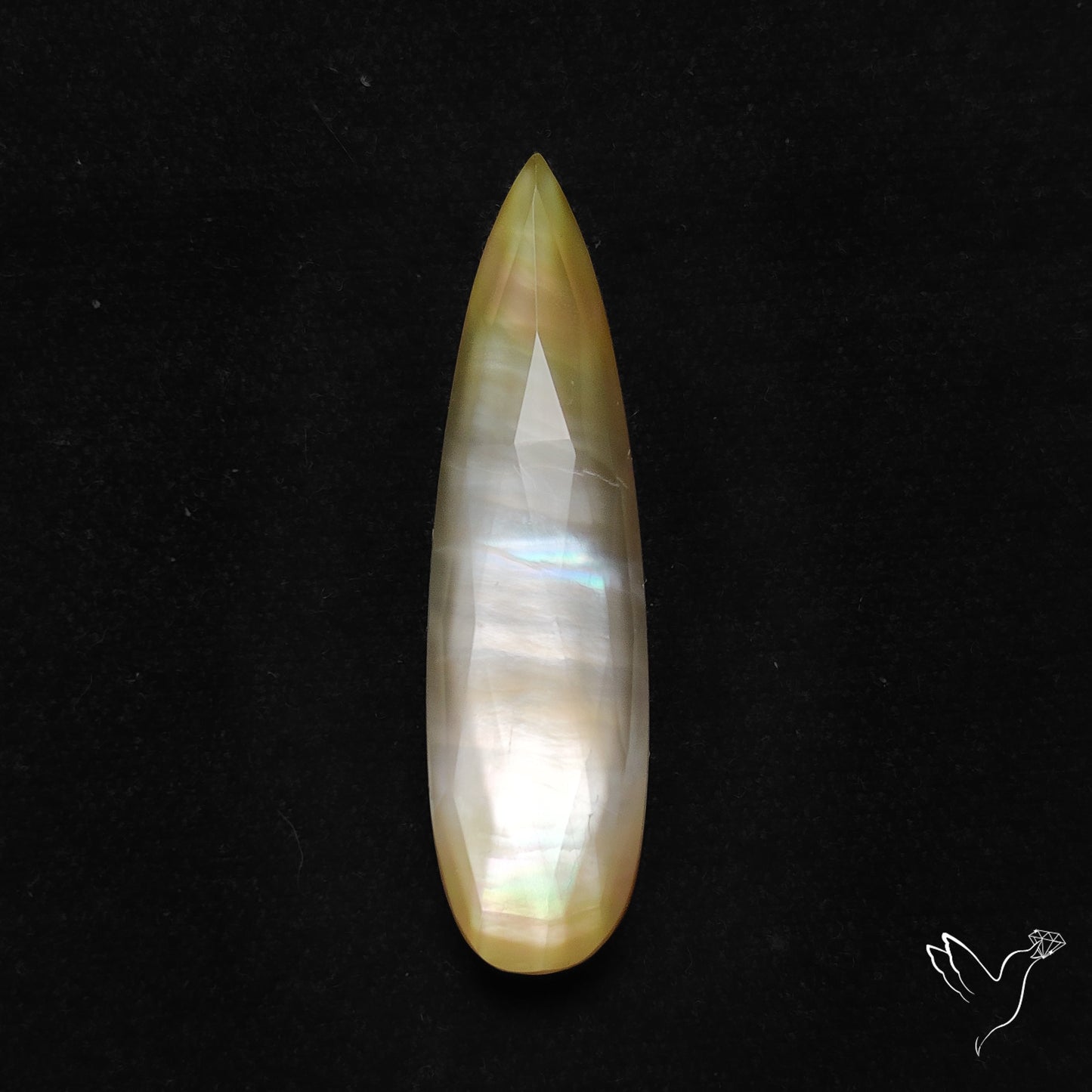 Long Rose Cut Mother Of Pearl Doublet with Quartz