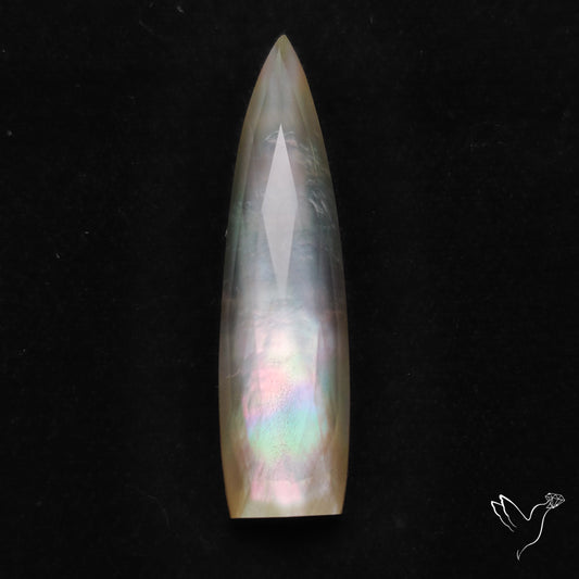 Long Rose Cut Mother Of Pearl Doublet with Quartz