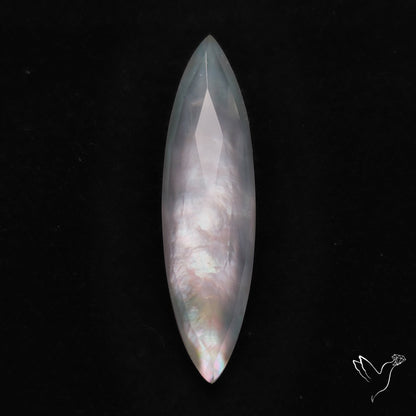 Long Rose Cut Mother Of Pearl Doublet with Quartz