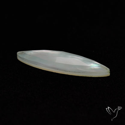 Long Rose Cut Mother Of Pearl Doublet with Quartz
