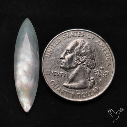 Long Rose Cut Mother Of Pearl Doublet with Quartz