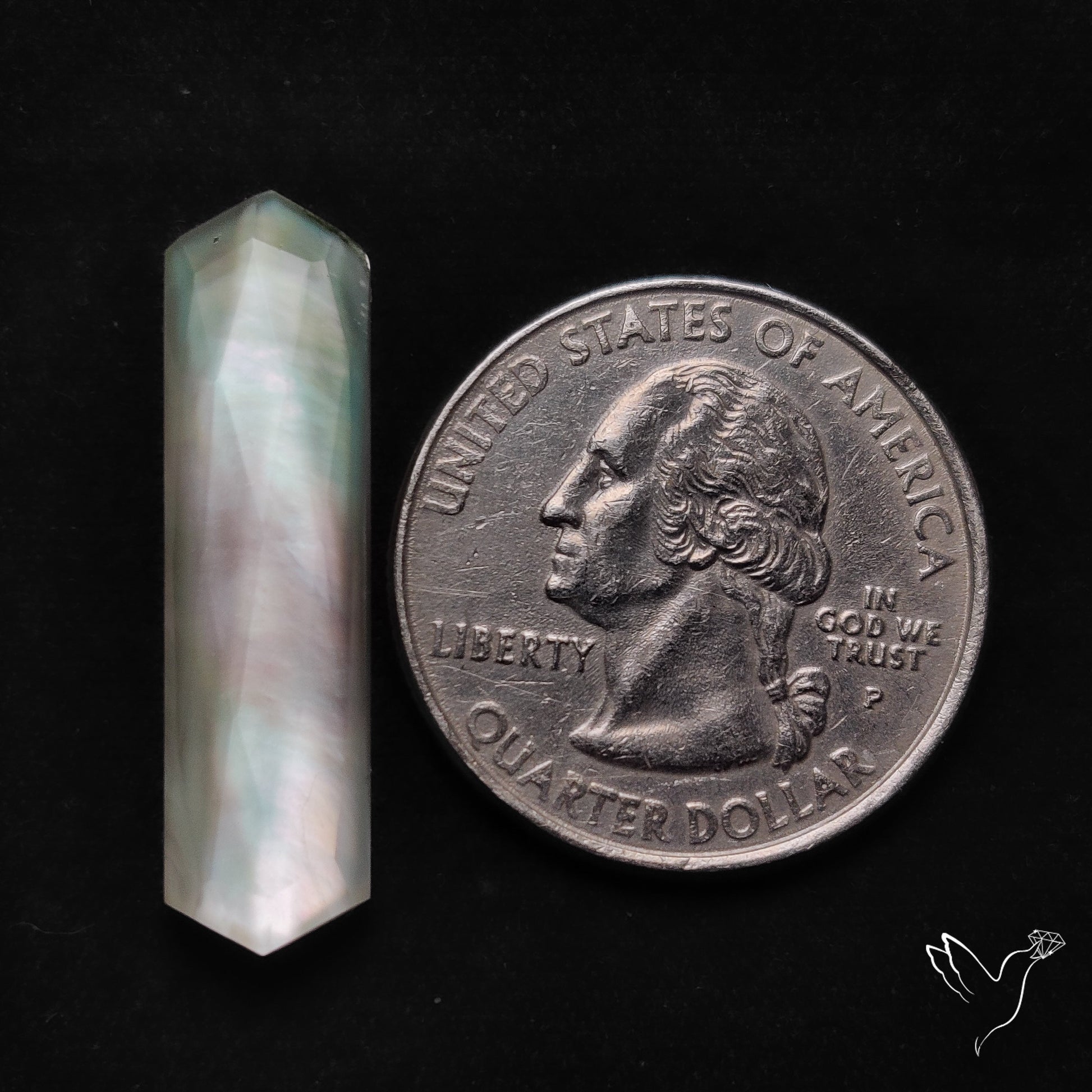 Long Rose Cut Mother Of Pearl Doublet with Quartz