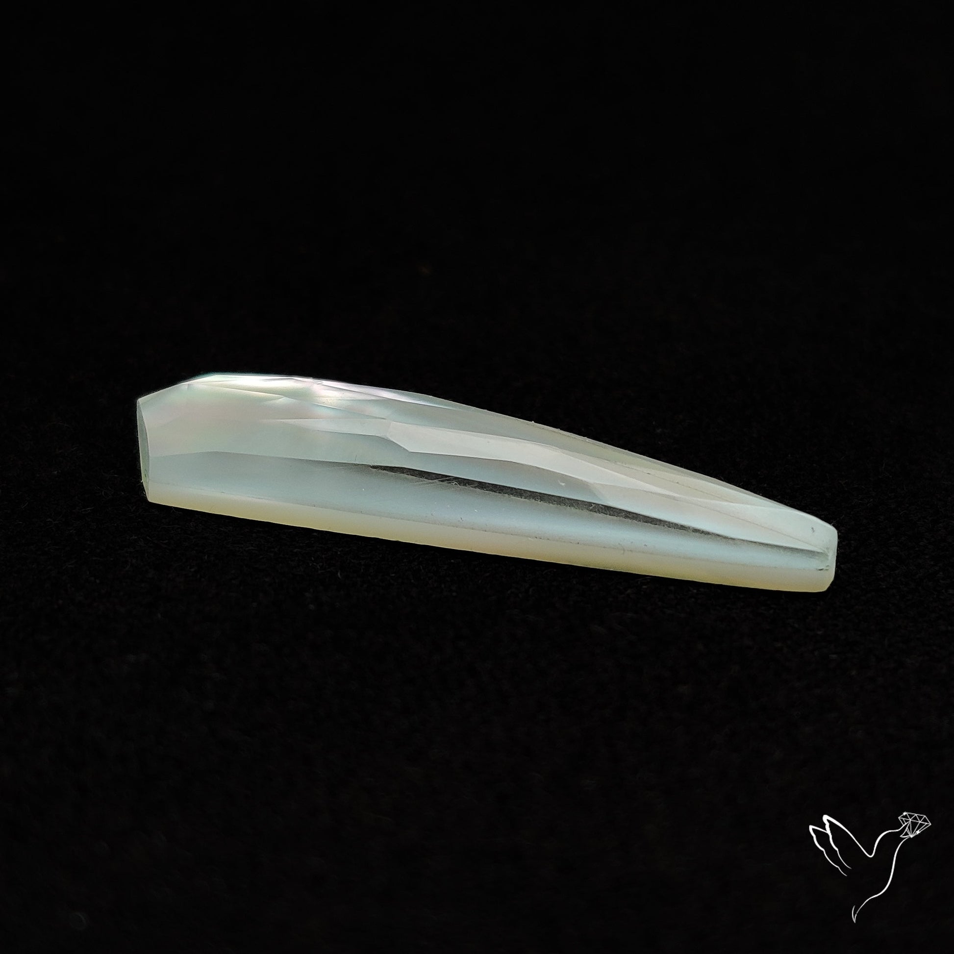 Long Rose Cut Mother Of Pearl Doublet with Quartz