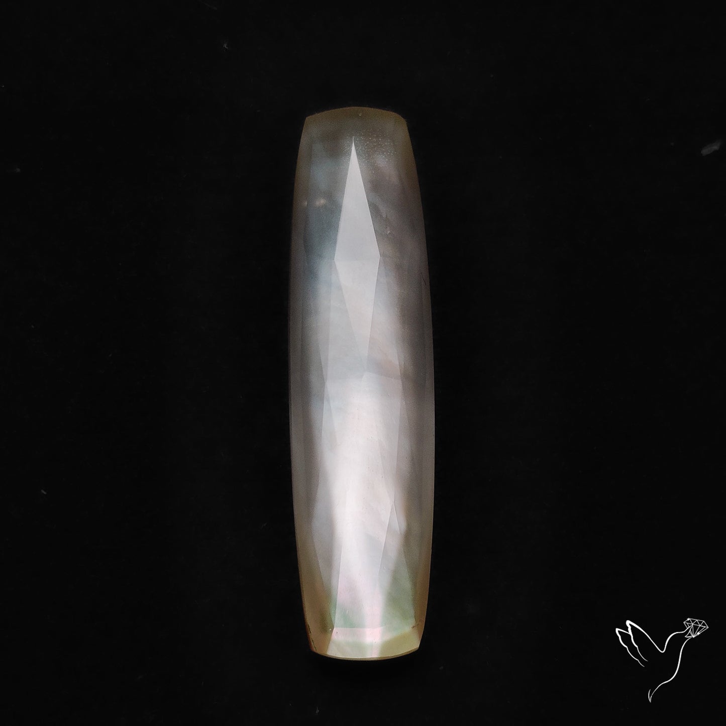 Long Rose Cut Mother Of Pearl Doublet with Quartz