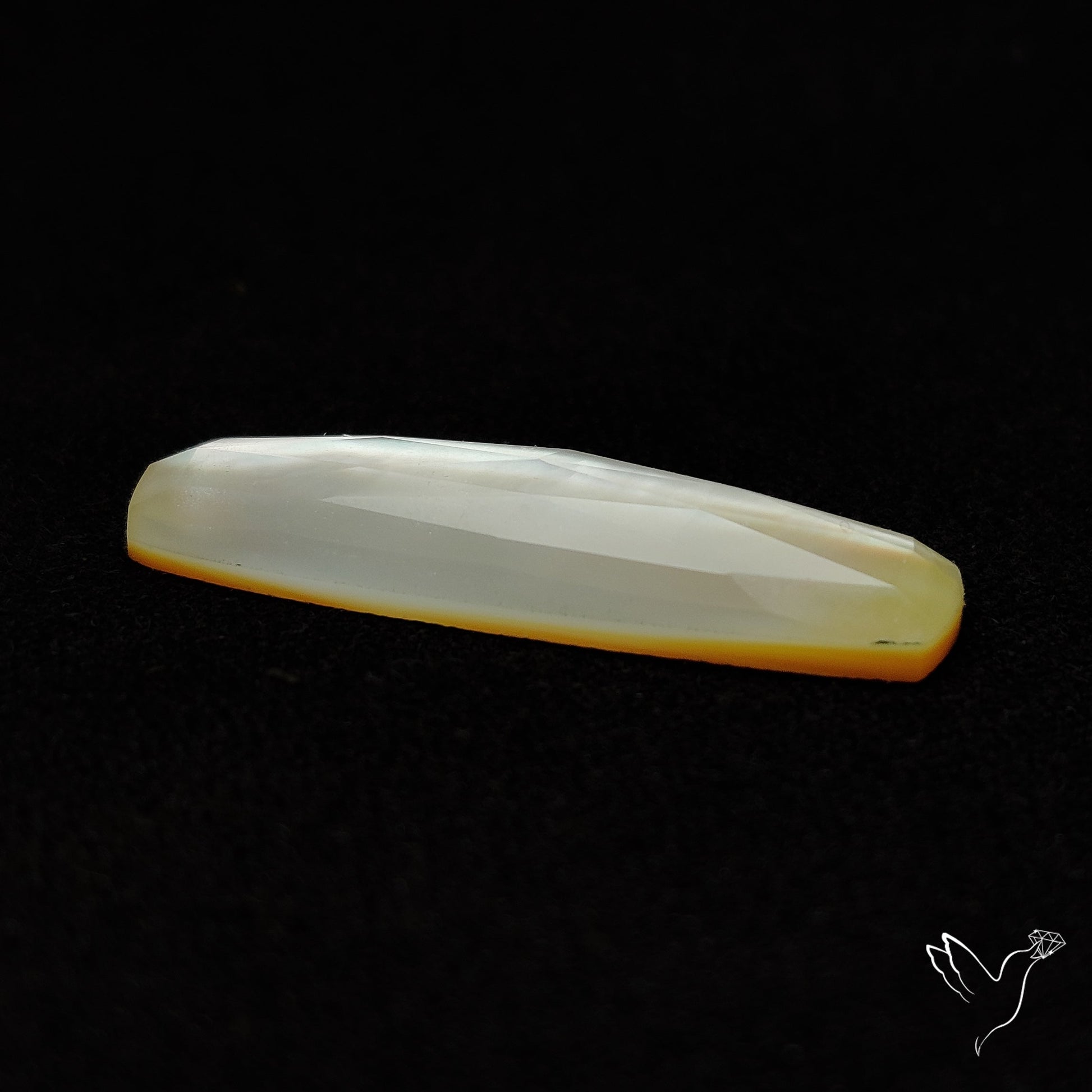 Long Rose Cut Mother Of Pearl Doublet with Quartz