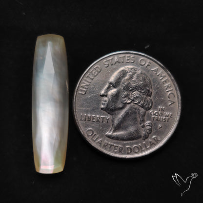 Long Rose Cut Mother Of Pearl Doublet with Quartz