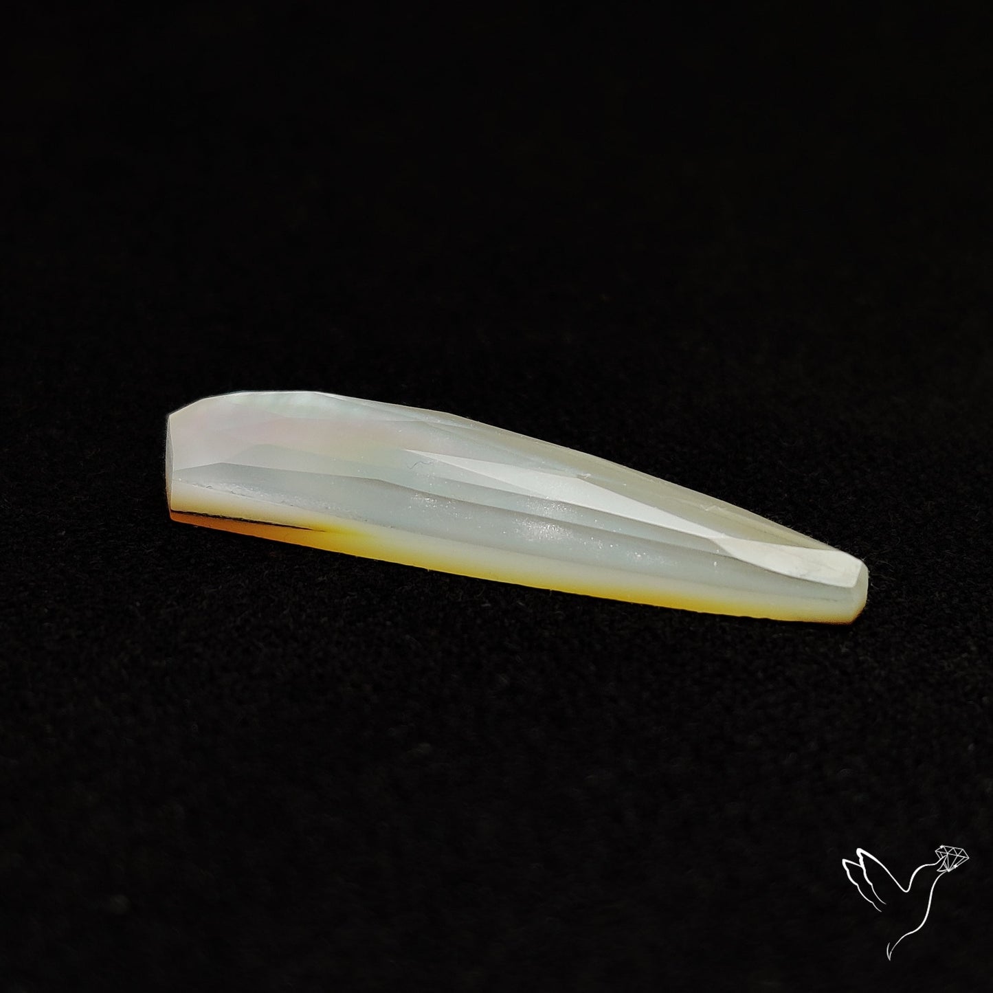 Long Rose Cut Mother Of Pearl Doublet with Quartz