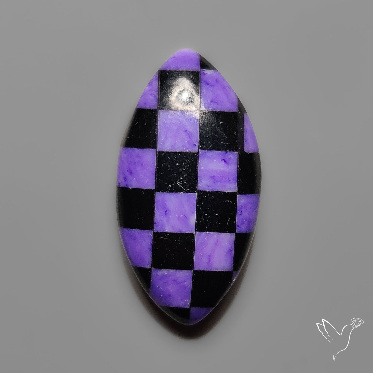 Charoite and Onyx Mosaic Cabochon