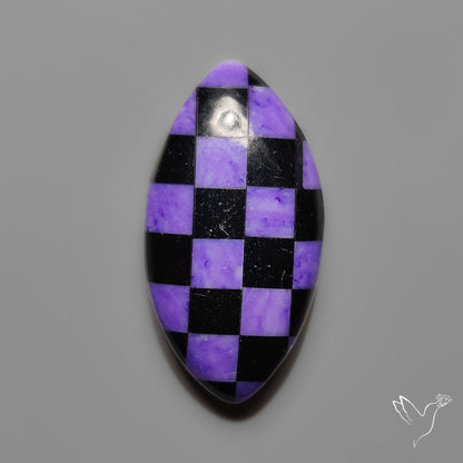 Charoite and Onyx Mosaic Cabochon