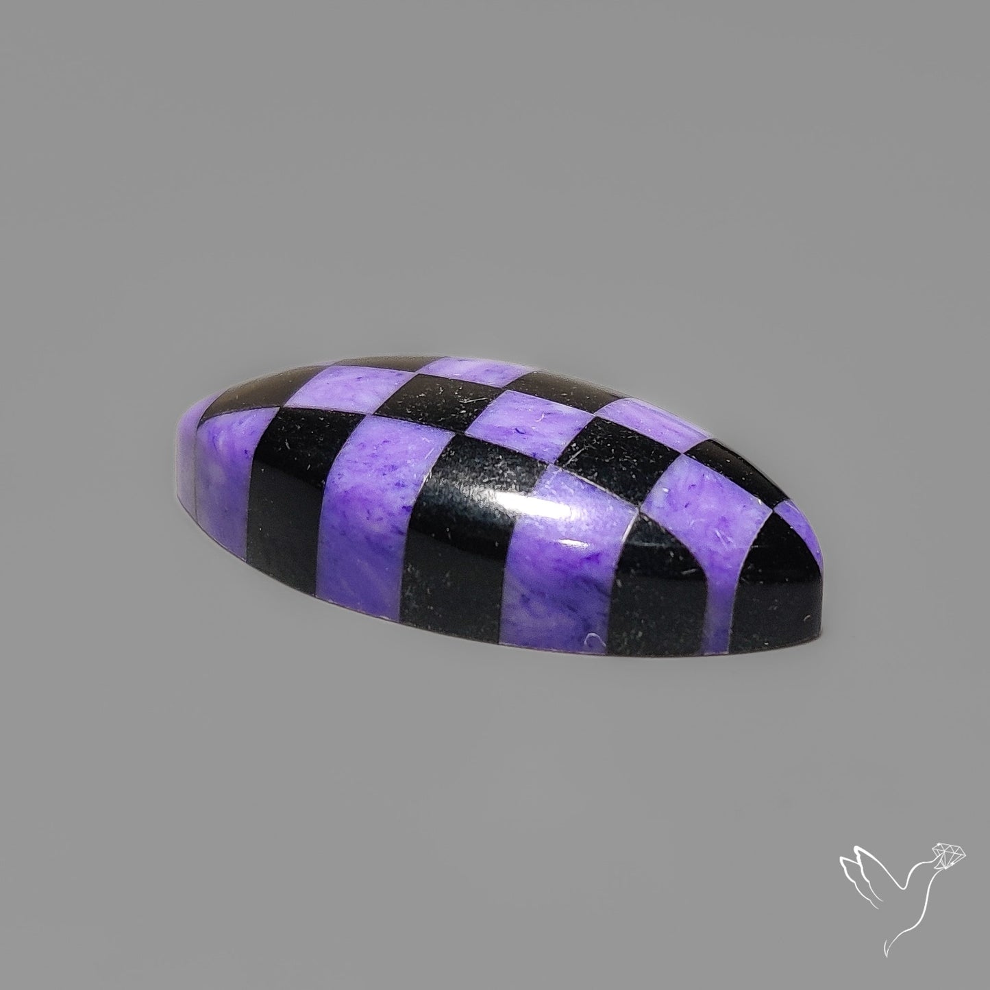 Charoite and Onyx Mosaic Cabochon