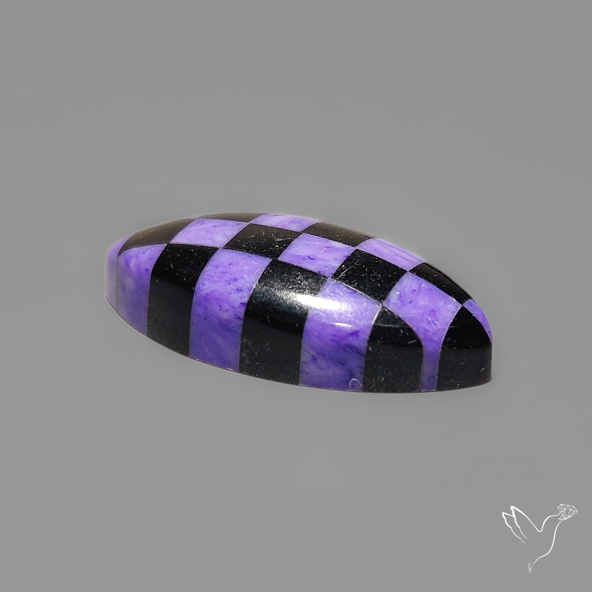 Charoite and Onyx Mosaic Cabochon