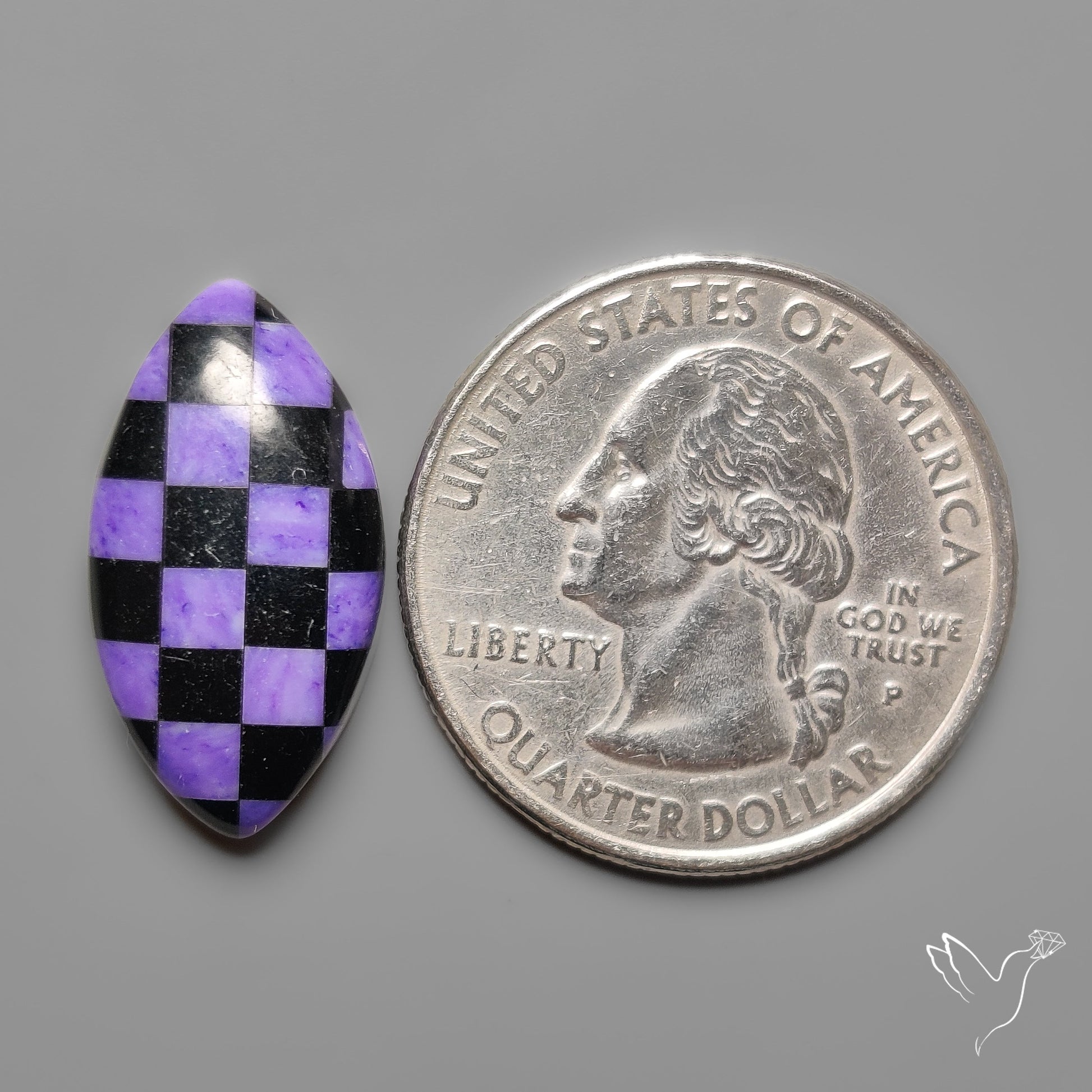 Charoite and Onyx Mosaic Cabochon