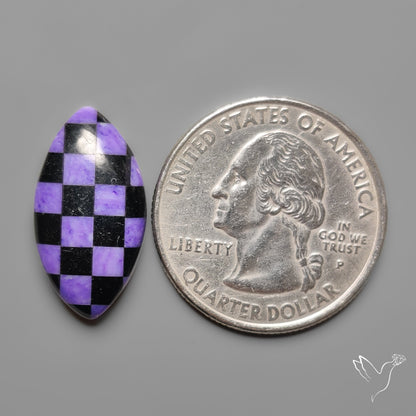 Charoite and Onyx Mosaic Cabochon