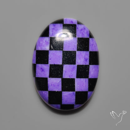 Charoite and Onyx Mosaic Cabochon