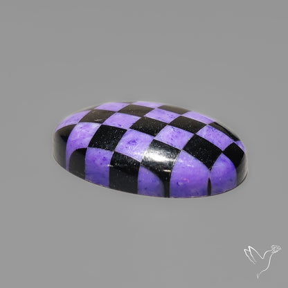Charoite and Onyx Mosaic Cabochon